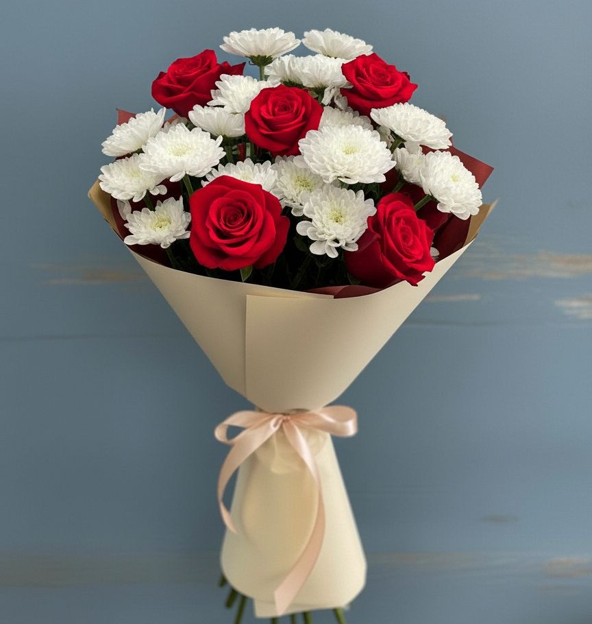 Букет цветов из: Розы и Хризантемы в Грановщине