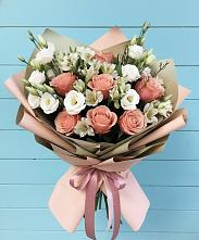 Букет цветов из:  Розы, Альстромерии и Лизиантусы в Грановщине
