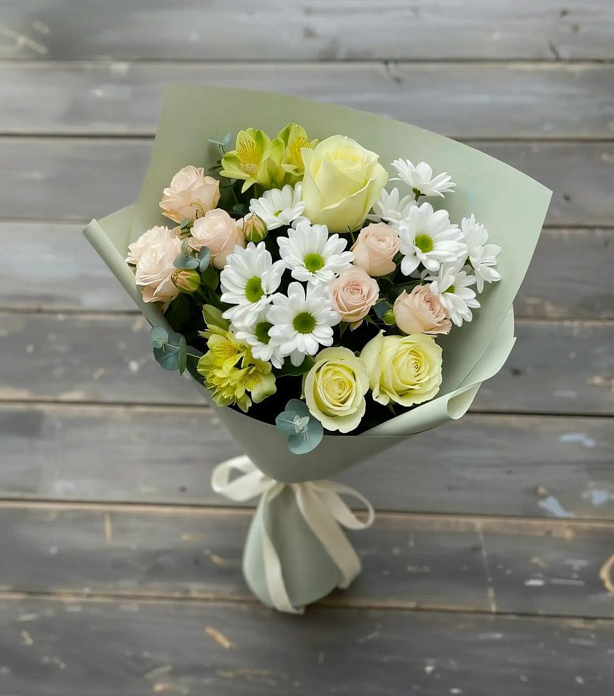 Букет цветов из: Альстромерии, Розы и Хризантемы в Грановщине