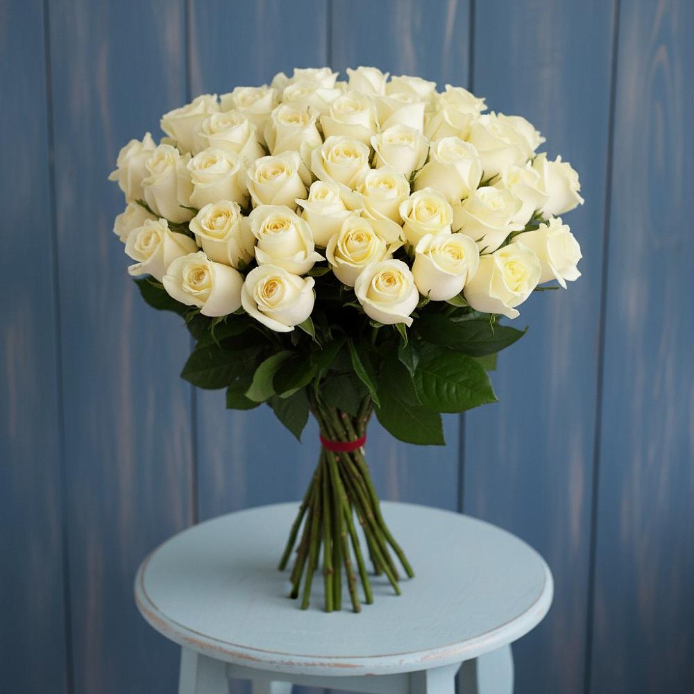 Букет 51 Белая роза Эдлесс Лав в Грановщине