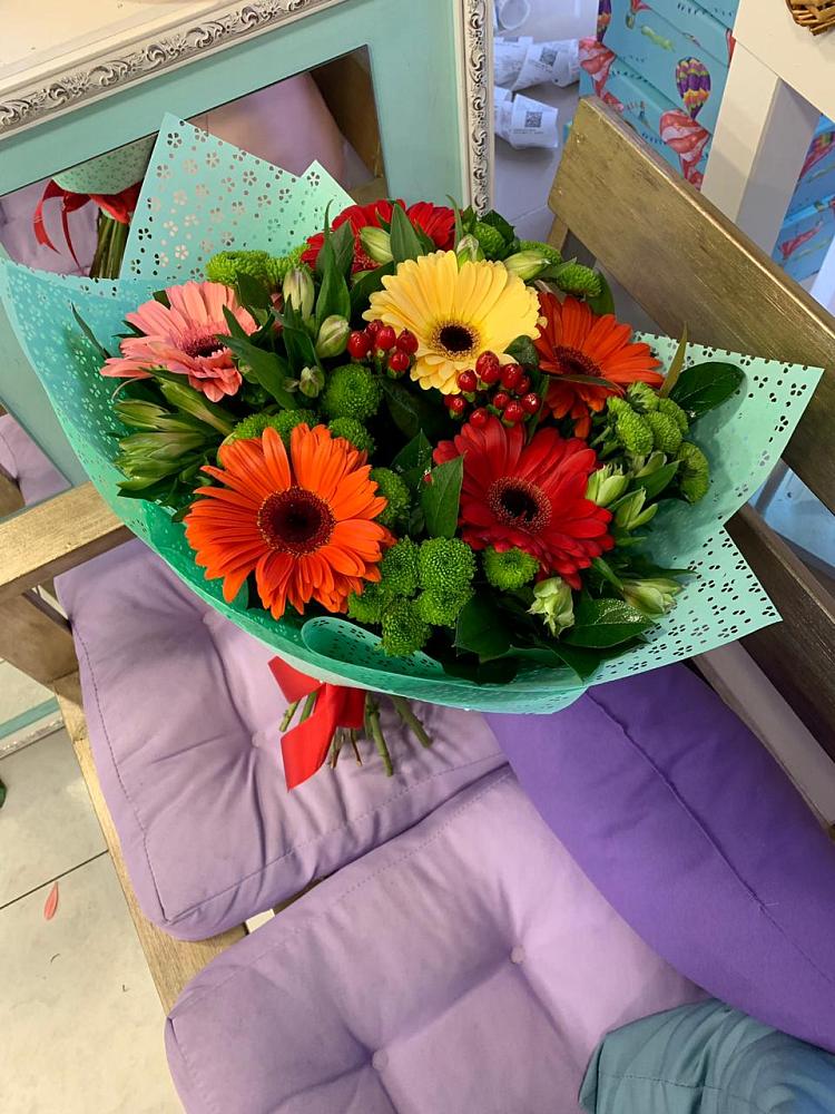 Букет цветов из: Герберы, Хризантемы и Альстромерии в Грановщине