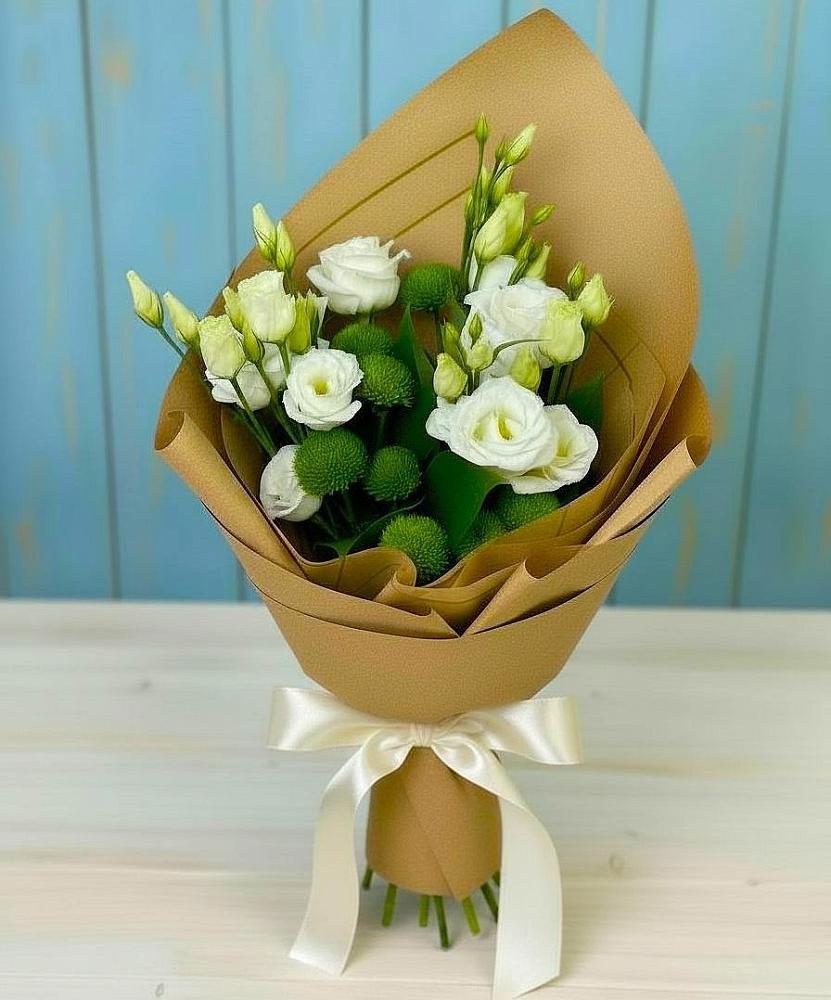 Букет цветов из: Хризантемы и Лизиантусы в Грановщине