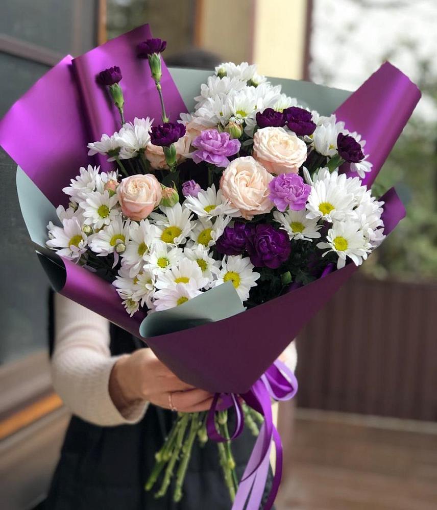 Букет цветов из: Хризантемы, Гвоздики и Розы в Грановщине