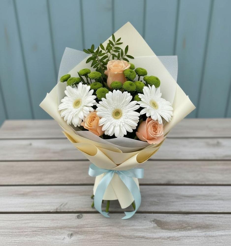 Букет цветов из: Герберы, Розы и Хризантемы в Грановщине
