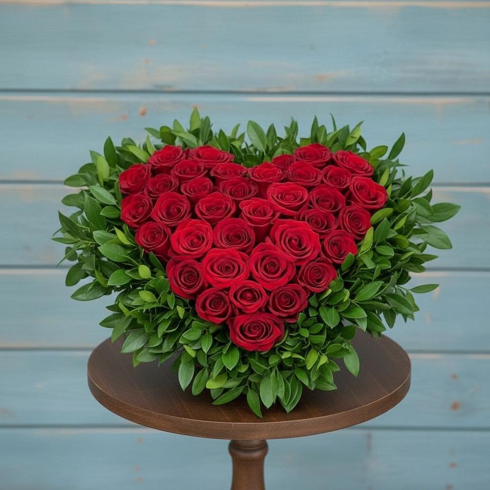 Цветочная композиция из Розы в виде сердца в Грановщине