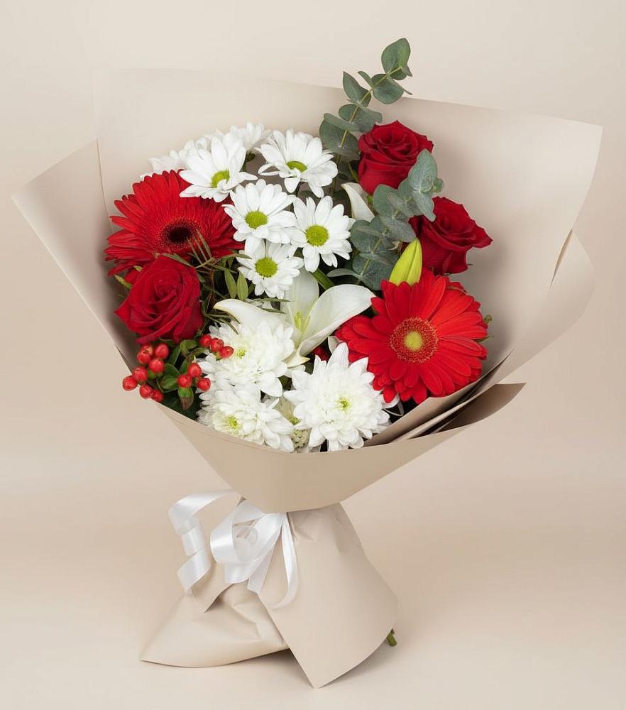 Букет цветов из: Розы, Хризантемы, Герберы и Лилии в Грановщине