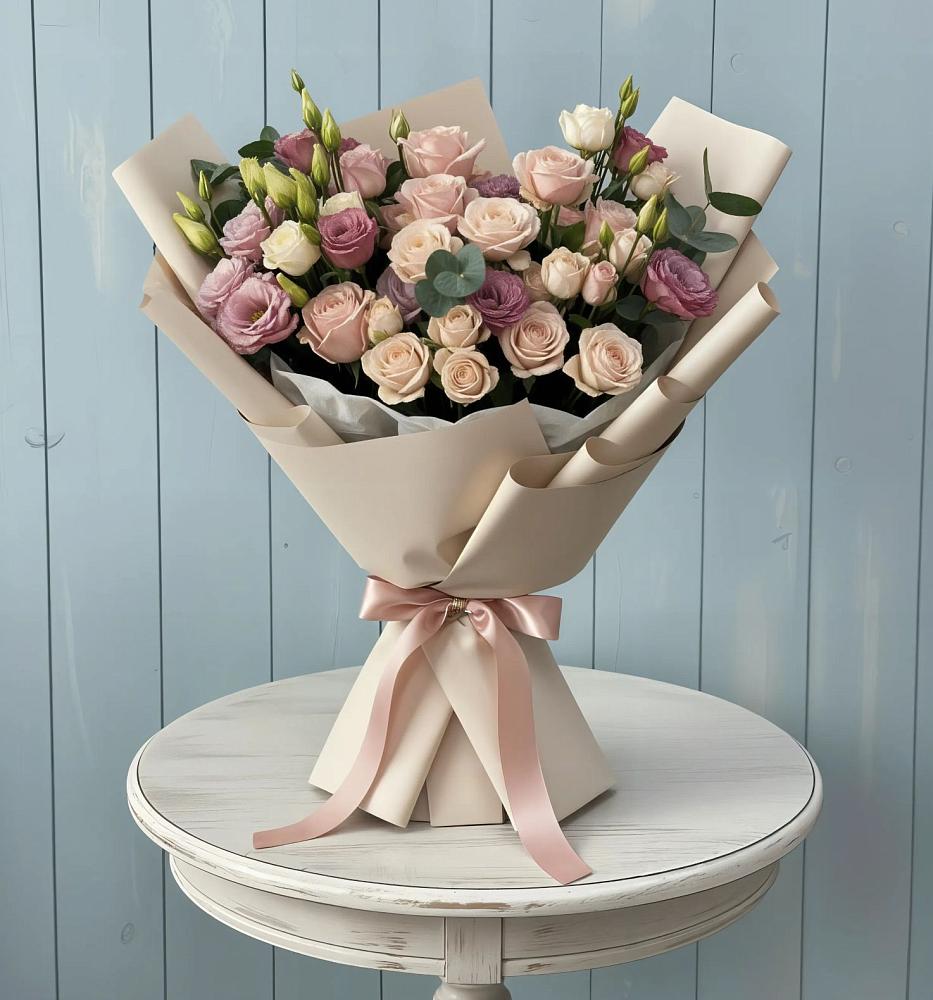 Букет цветов из: Розы и Лизиантусы в Грановщине