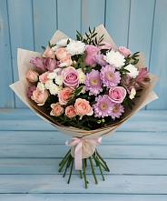 Букет цветов из:  Хризантемы, Розы и Альстромерии в Грановщине