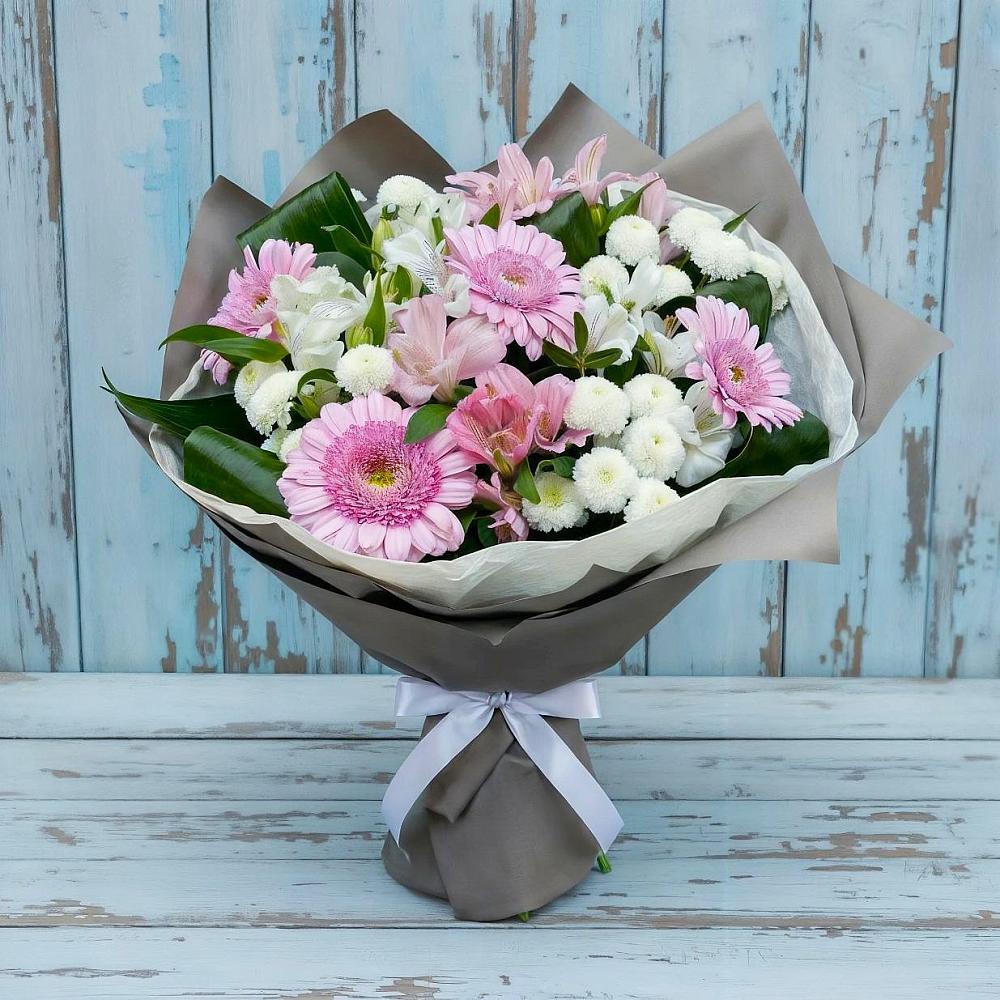 Букет цветов из: Герберы, Альстромерии и Хризантемы в Грановщине