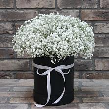 Цветочная композиция из Гипсофила в шляпной коробке в Грановщине