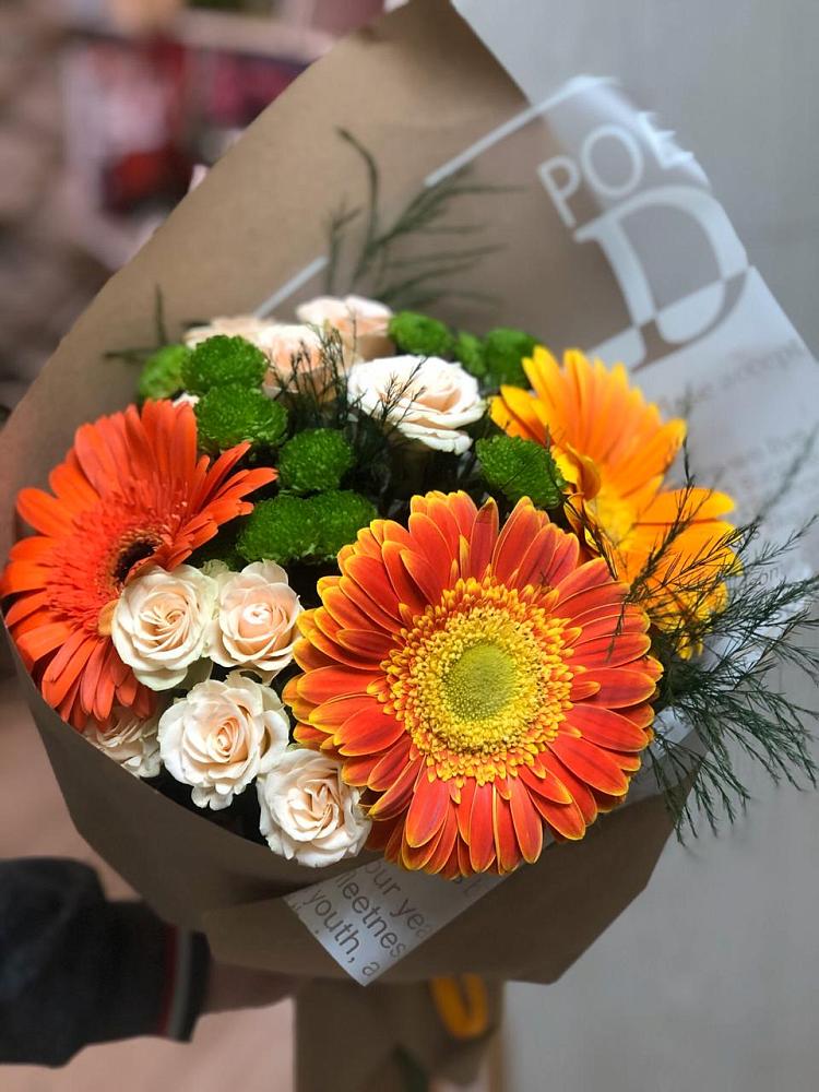 Букет цветов из: Герберы, Хризантемы и Розы в Грановщине